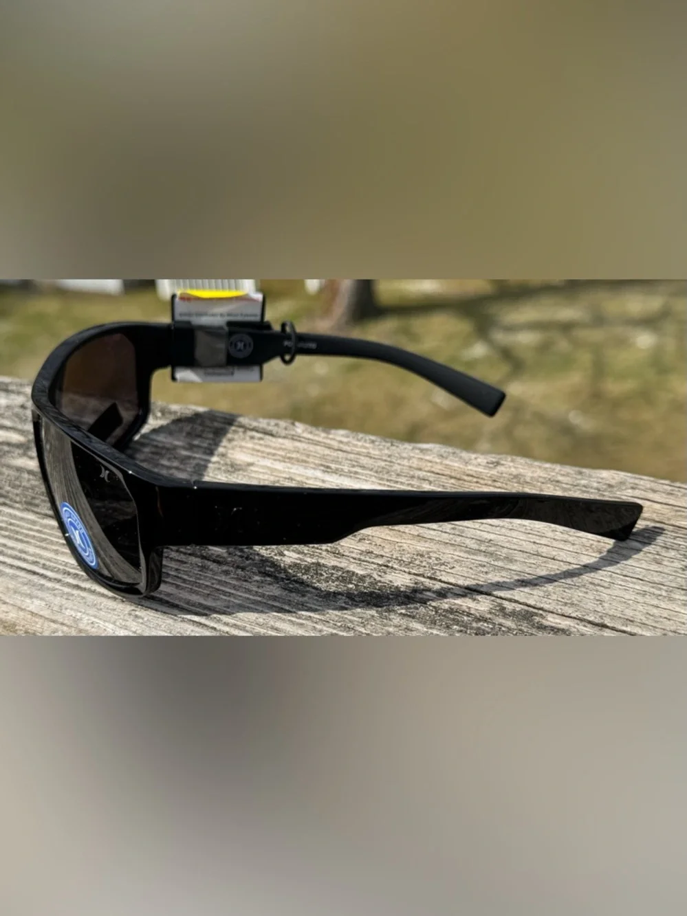 😎 NWT New Hurley Blackout Polarized Sunglasses Shiny Black